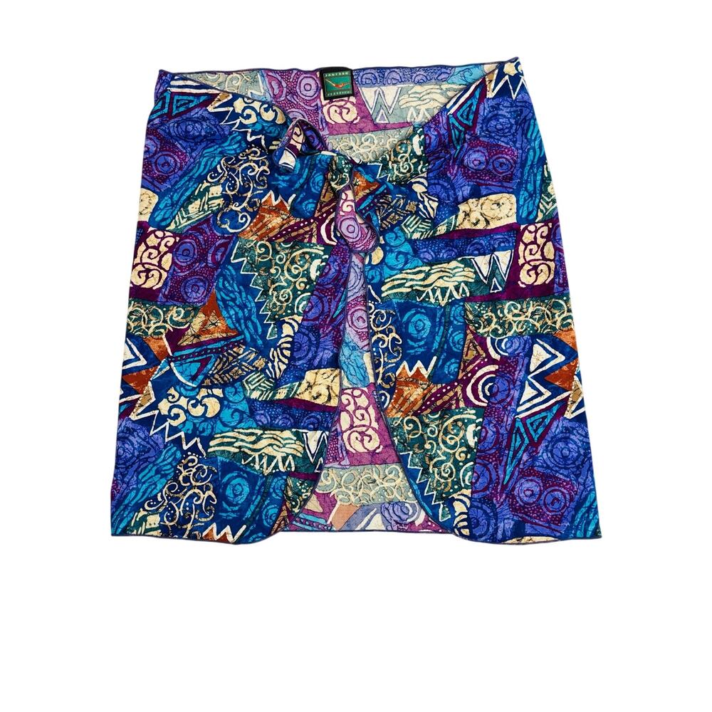 Jantsen Classics geometric swimsuit cover up wrap short skirt flirty mini